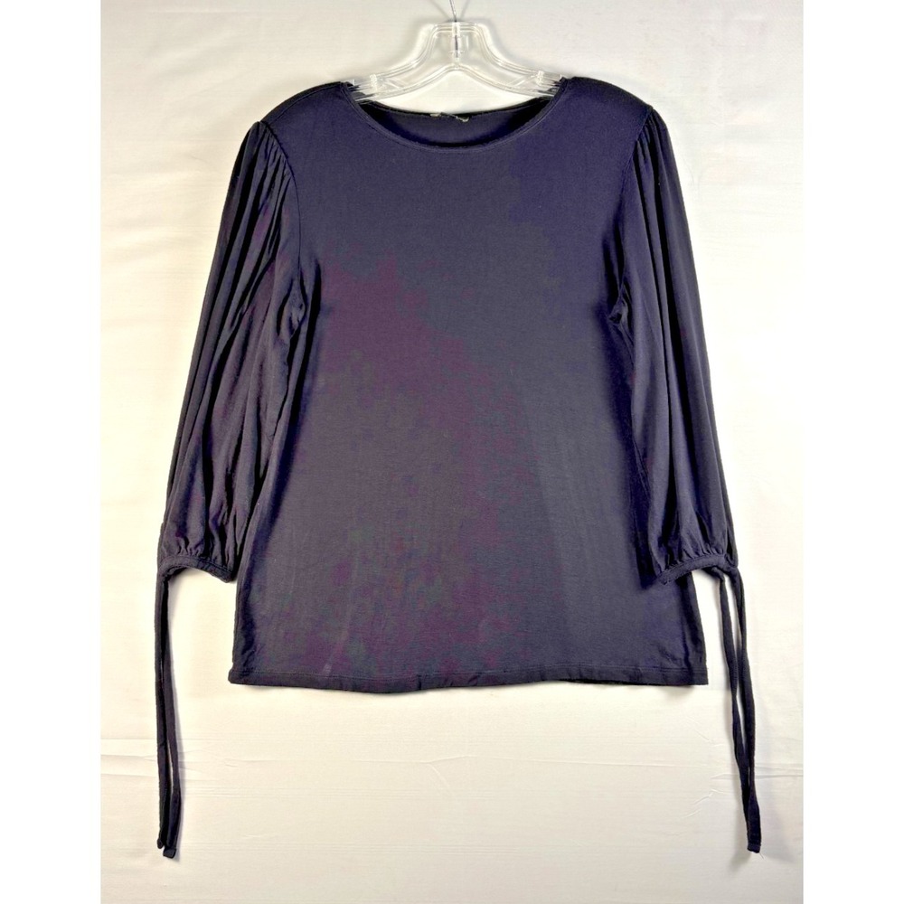 Ann Taylor Factory womens Soft Top pullover Sleeves Wrists With Ties Black MP‎